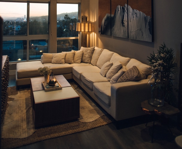 living room with a view of the city